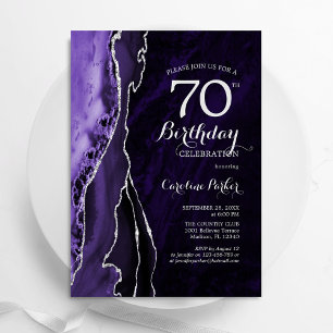 パープルシルバーアゲート70誕生日 招待状