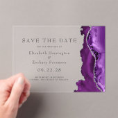 パープルシルバーアゲートSave the Date アクリル招待状 (インサイチュ (ポータブル))