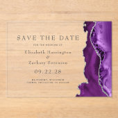 パープルシルバーアゲートSave the Date アクリル招待状 (正面)