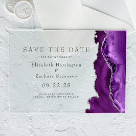 パープルシルバーアゲートSave the Date アクリル招待状