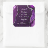 パープルシルバーアゲートSweet sixteenハッピーバースデー スクエアシール (バッグ)