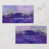 パープルシルバーインクと大理石抽象芸術ビジネスカー 名刺 (正面/裏面)