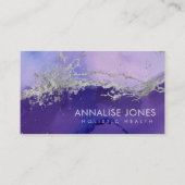 パープルシルバーインクと大理石抽象芸術ビジネスカー 名刺 (正面)