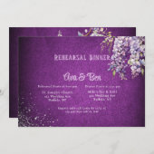 パープルシルバーウィステリアリハーサルディナー招待状 招待状 (正面/裏面)