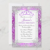パープルシルバーウィンターワンダーランドスウィート16 招待状 (裏面)