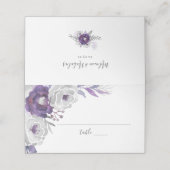 パープルシルバーウォーター色のフローラウェディングレセプション プレイスカード (外部開封)