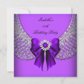 パープルシルバーエレガントバースデーパーティー 招待状 (正面)
