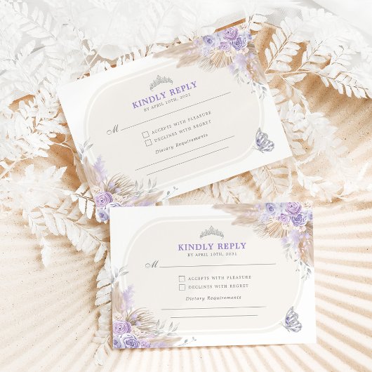 パープルシルバーキンセアニェラミスカンス15アノスRSVP エンクロージャーカード