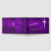 パープルシルバークリスチャンクロスハート結婚ズ ゲストブック (全面)