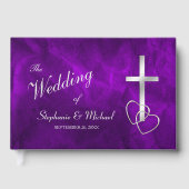 パープルシルバークリスチャン結婚クロス ゲストブック (正面)