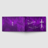 パープルシルバークリスチャン結婚クロス ゲストブック (全面)