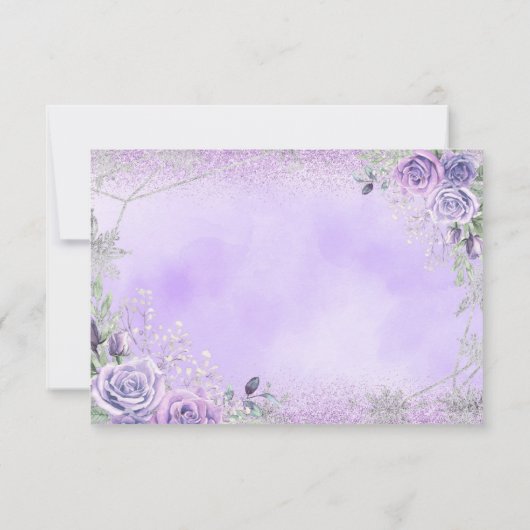 パープルシルバークリスマススノーフレークミンス サンキューカード (裏面)