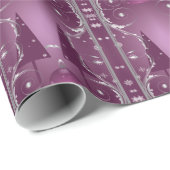 パープルシルバークリスマスツリーラッピング紙 ラッピングペーパー (ロールコーナー)