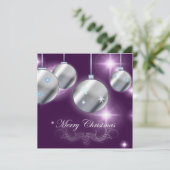 パープルシルバークリ企業のスマスパーティの招待状 招待状 (スタンド正面)