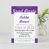 パープルシルバーグラードパーティーはっきりした卒業 招待状 (スタンド正面)