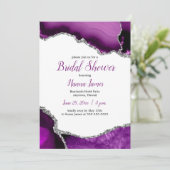 パープルシルバーグリッターアゲートブライダルシャワー 招待状 (スタンド正面)