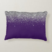 パープルシルバーグリッターガーリーグラムモノグラム アクセントクッション (裏面)