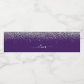 パープルシルバーグリッターガーリーグラムモノグラム ペットボトルラベル (シングルラベル)