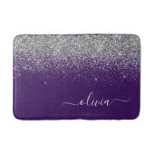 パープルシルバーグリッターガーリーモノグラム名 バスマット (正面)