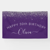 パープルシルバーグリッターガーリーモノグラム名 横断幕 (横)