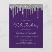 パープルシルバーグリッタードリップス60thバースデーパーティー ポストカード (正面)