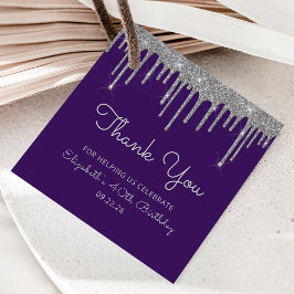 パープルシルバーグリッタードリップ40歳の誕生日パーティー フェイバータグ