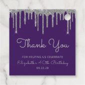 パープルシルバーグリッタードリップ40歳の誕生日パーティー フェイバータグ (裏面)