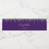 パープルシルバーグリッタードリップ40歳の誕生日パーティー ペットボトルラベル (シングルラベル)