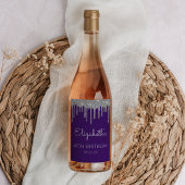 パープルシルバーグリッタードリップ40歳の誕生日パーティー ワインラベル