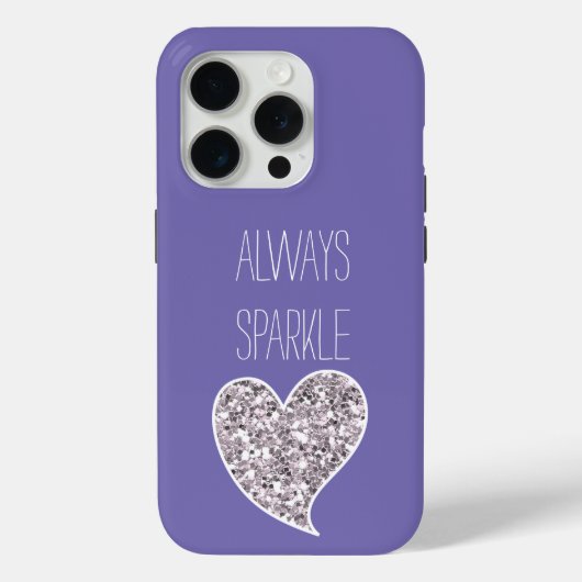 パープルシルバーグリッターハート Case-Mate iPhoneケース (裏面)