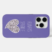 パープルシルバーグリッターハート Case-Mate iPhoneケース (裏面 (横))