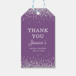 パープルシルバーグリッターブライダルシャワーありがとう ギフトタグ