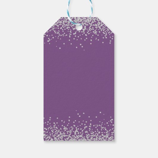 パープルシルバーグリッターブライダルシャワーありがとう ギフトタグ (裏面)