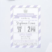 パープルシルバーグリッタープリンセス誕生日招待状 招待状