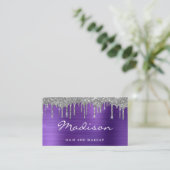 パープルシルバーグリッターヘアメイクアップ 名刺 (スタンド正面)