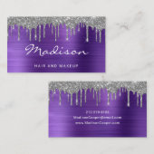 パープルシルバーグリッターヘアメイクアップ 名刺 (正面/裏面)