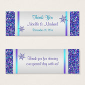 パープルシルバーグリッタールックスノーフレークメッセージカード (正面&裏面)