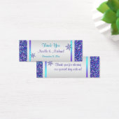 パープルシルバーグリッタールックスノーフレークメッセージカード (デスク)