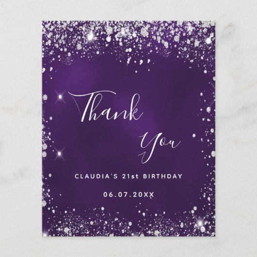 パープルシルバーグリッター感謝していは予算を輝かせる チラシ (正面)