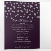 パープルシルバーグリッター紙吹雪結婚写真 三つ折りプログラム (内部最初)