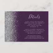 パープルシルバーグリッター結婚エッジ詳細 エンクロージャーカード (正面)