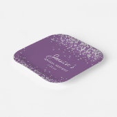 パープルシルバーグリッター花嫁ネームブライダルシャワー ペーパープレート (傾斜あり)