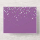 パープルシルバーグリッター蝶ローズサテンリボン オールインワン招待状 (裏面)