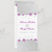 パープルシルバーグレーの雪の結晶のウェディングプログラムカード 招待状 (正面/裏面)