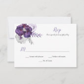パープルシルバーグレーウォーターバラRSVP 出欠カード (正面)