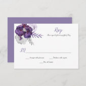 パープルシルバーグレーウォーターバラRSVP 出欠カード (正面/裏面)