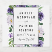 パープルシルバーグレーウォーターフローラ結婚ズ スパークリングワインラベル (シングルラベル)