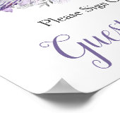 パープルシルバーグレーフローラゲストブックサイン ポスター (角)