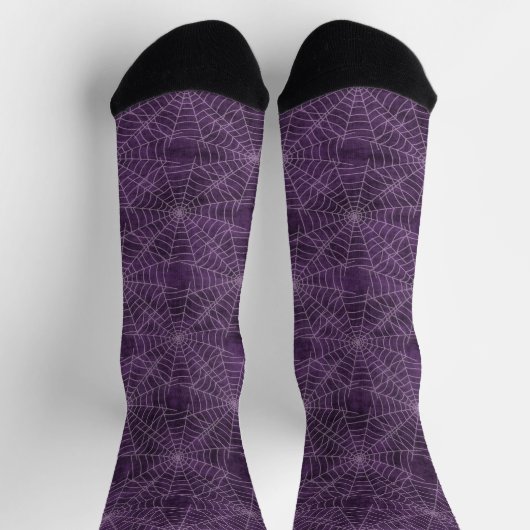 パープルシルバーコボウズウェブゴシック柄 ソックス (上部)