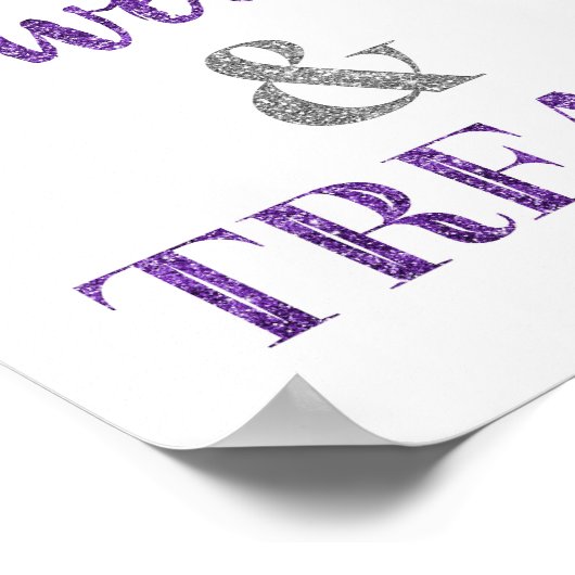 パープルシルバースイーツ&トリートデザートテーブル ポスター (角)